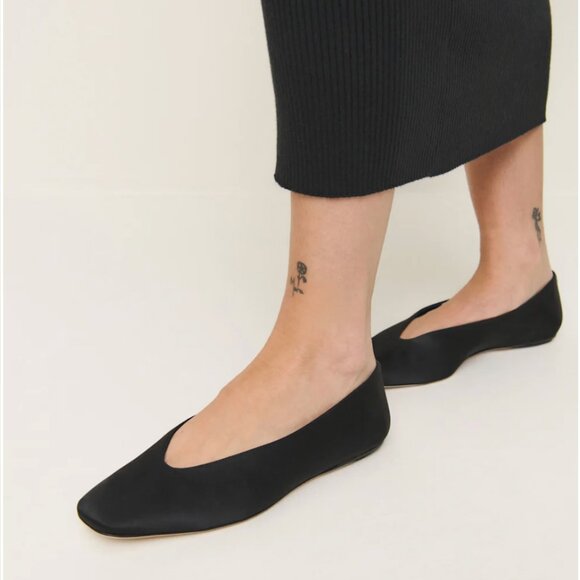 Reformation Prudence Ballet Flat in Black Satin - Picture 1 of 2